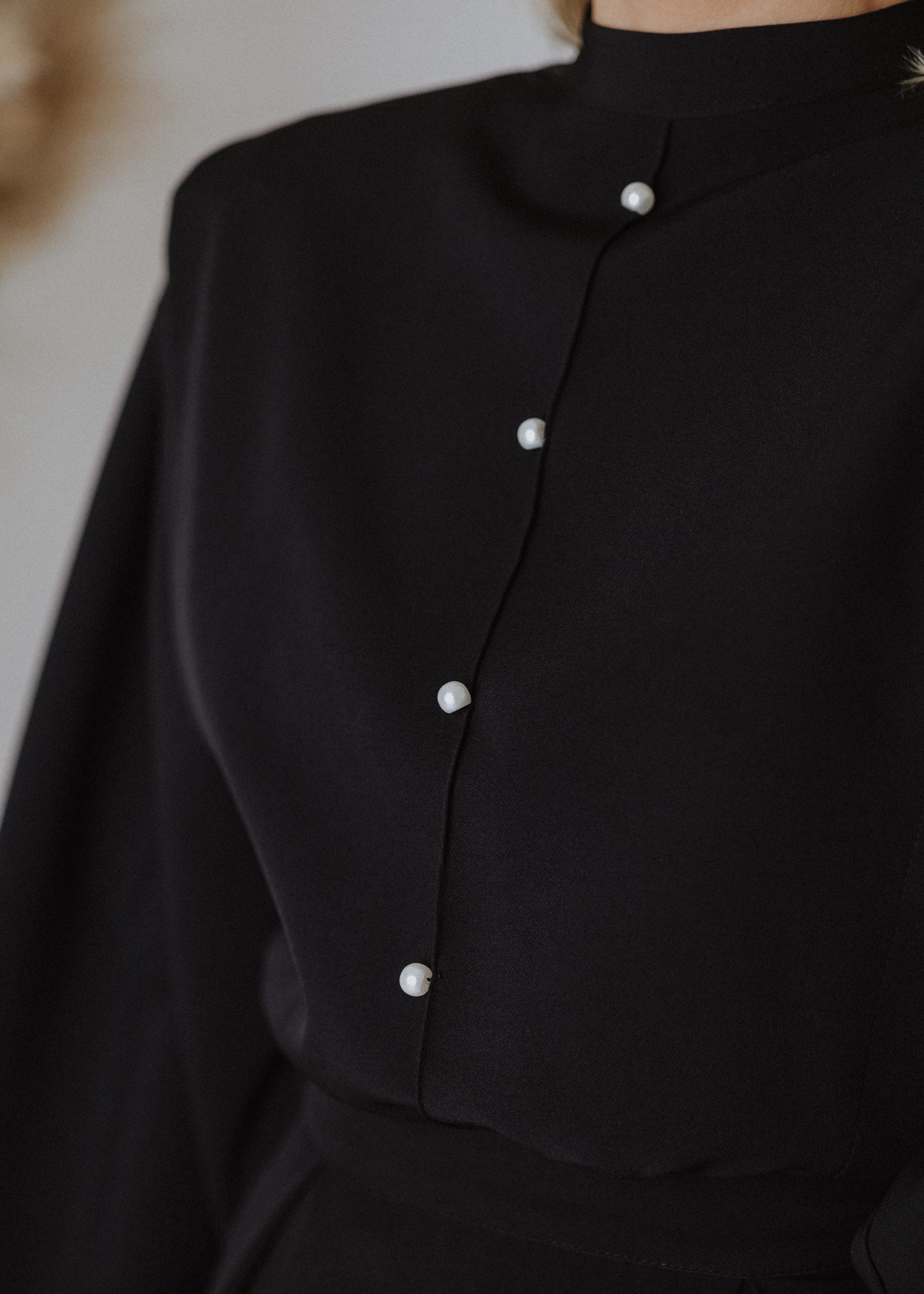 Fine fabric overalls in black