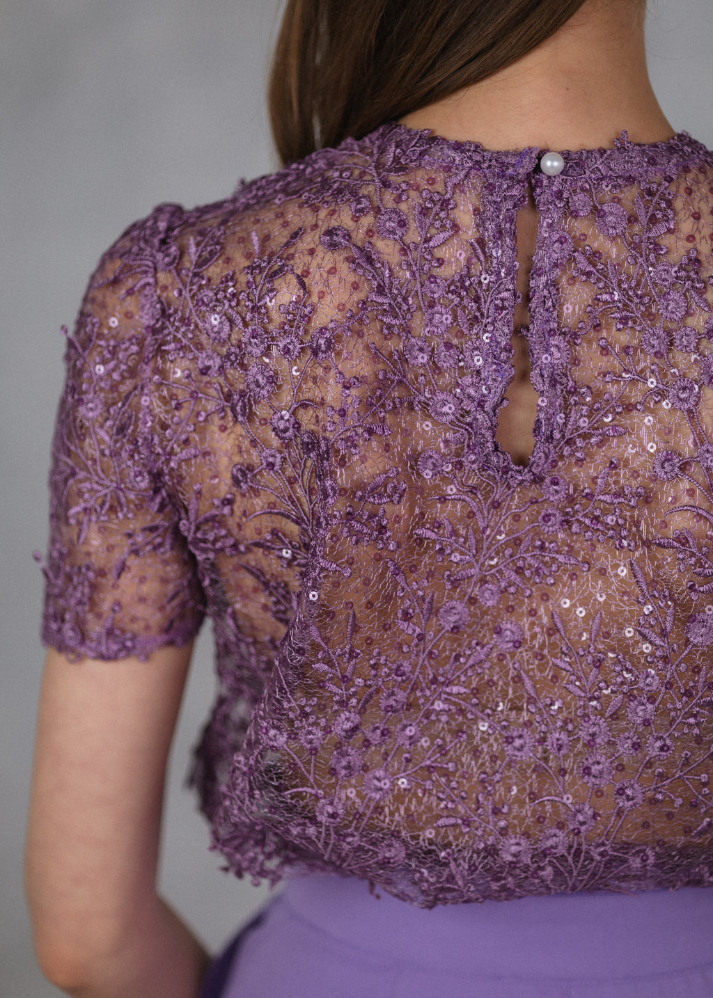 Fine lace top in purple