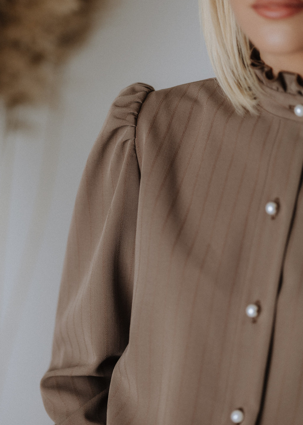 Striped blouse in mocha color