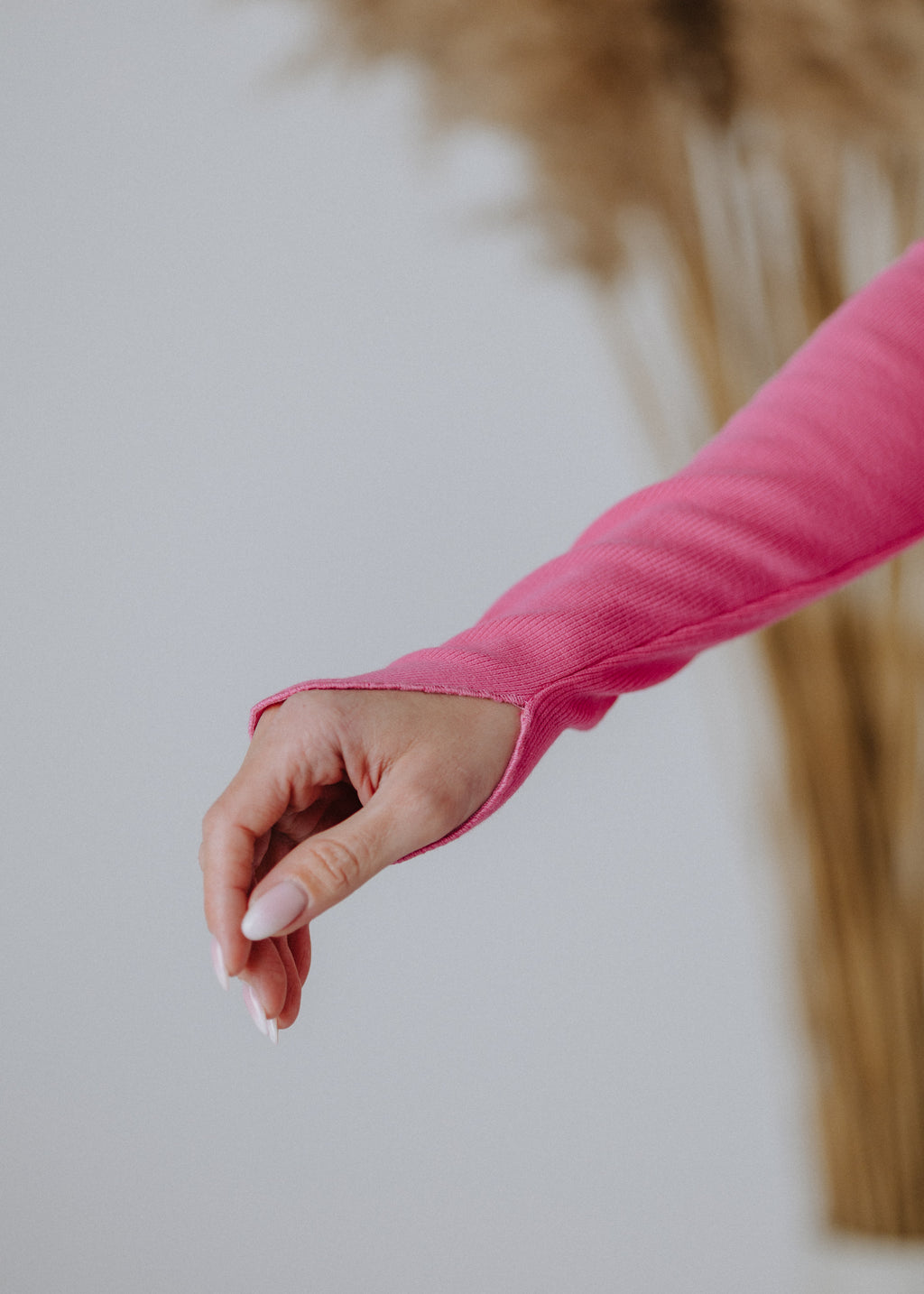 Ribbed cotton top in pink