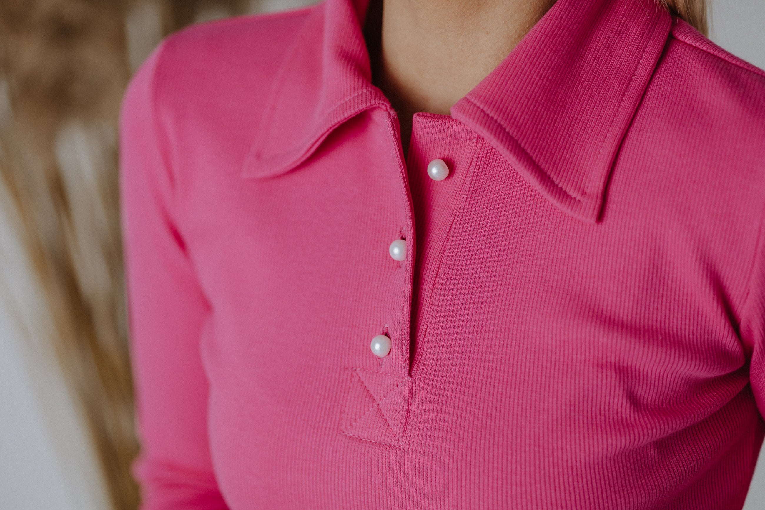 Ribbed cotton top in pink