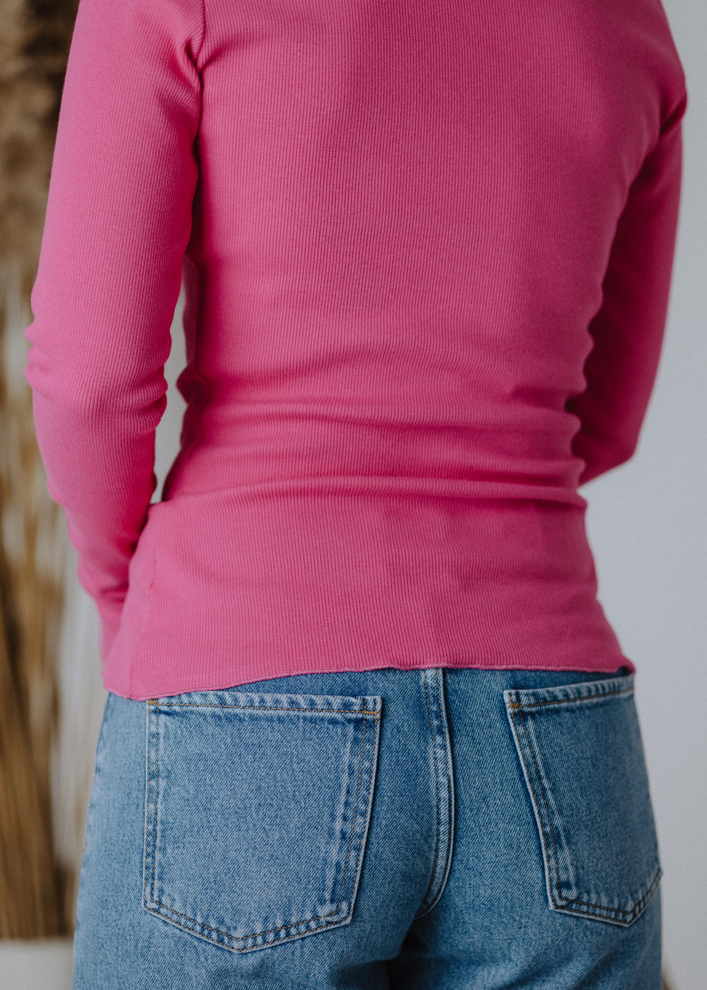 Ribbed cotton top in pink