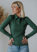 Ribbed cotton top in green