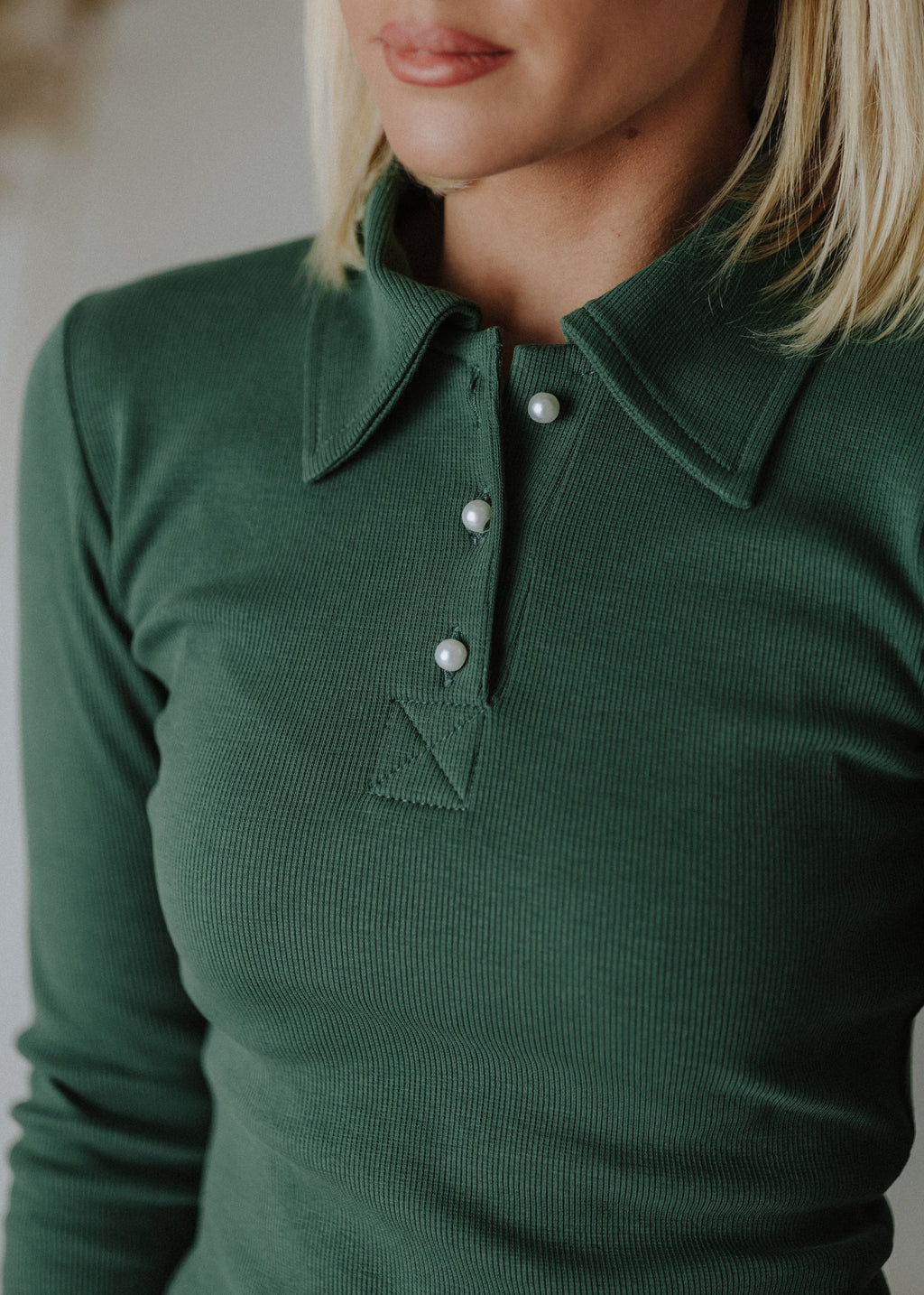 Ribbed cotton top in green