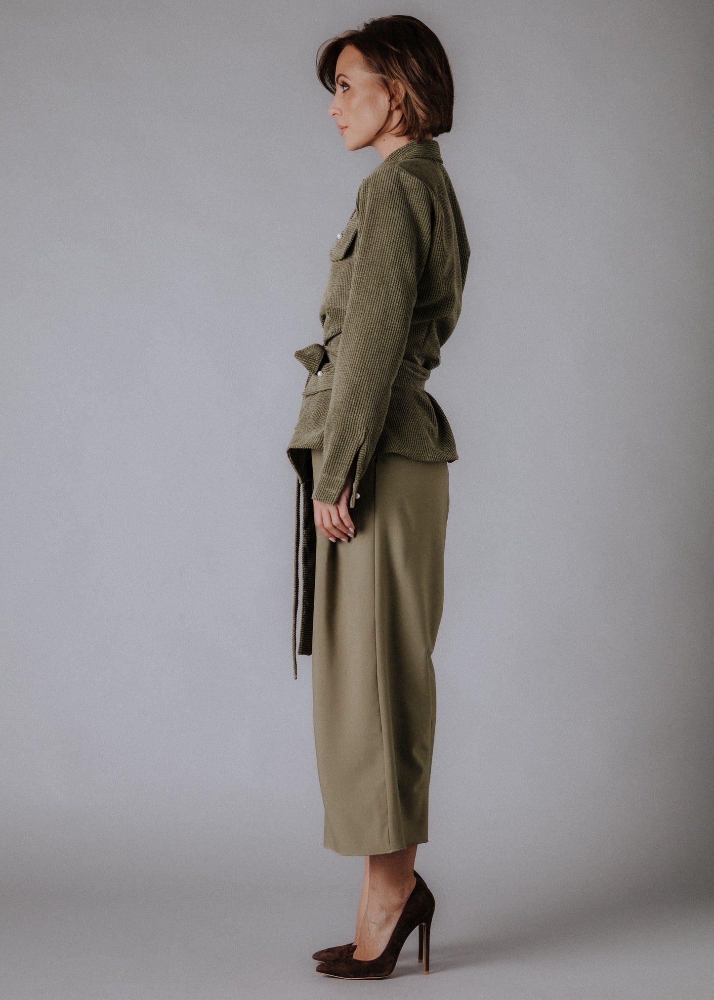 Corduroy safari shirt in khaki