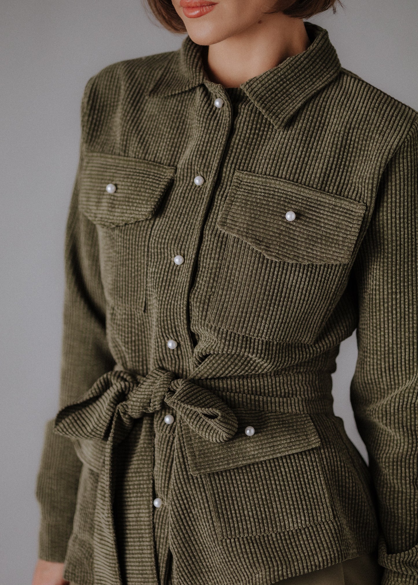 Corduroy safari shirt in khaki