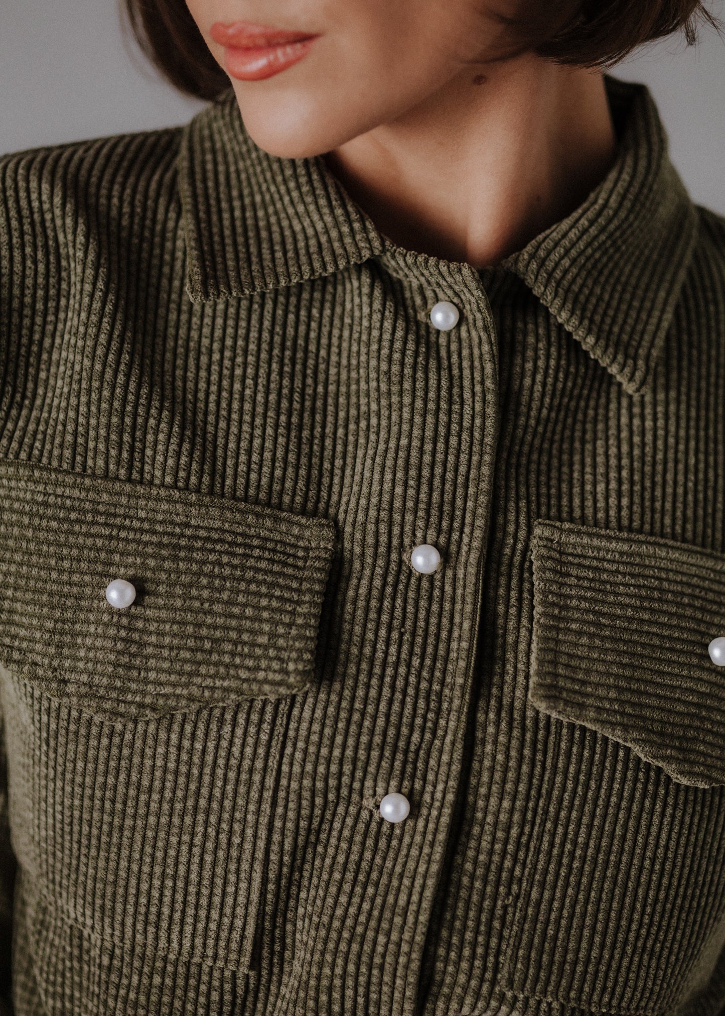 Corduroy safari shirt in khaki