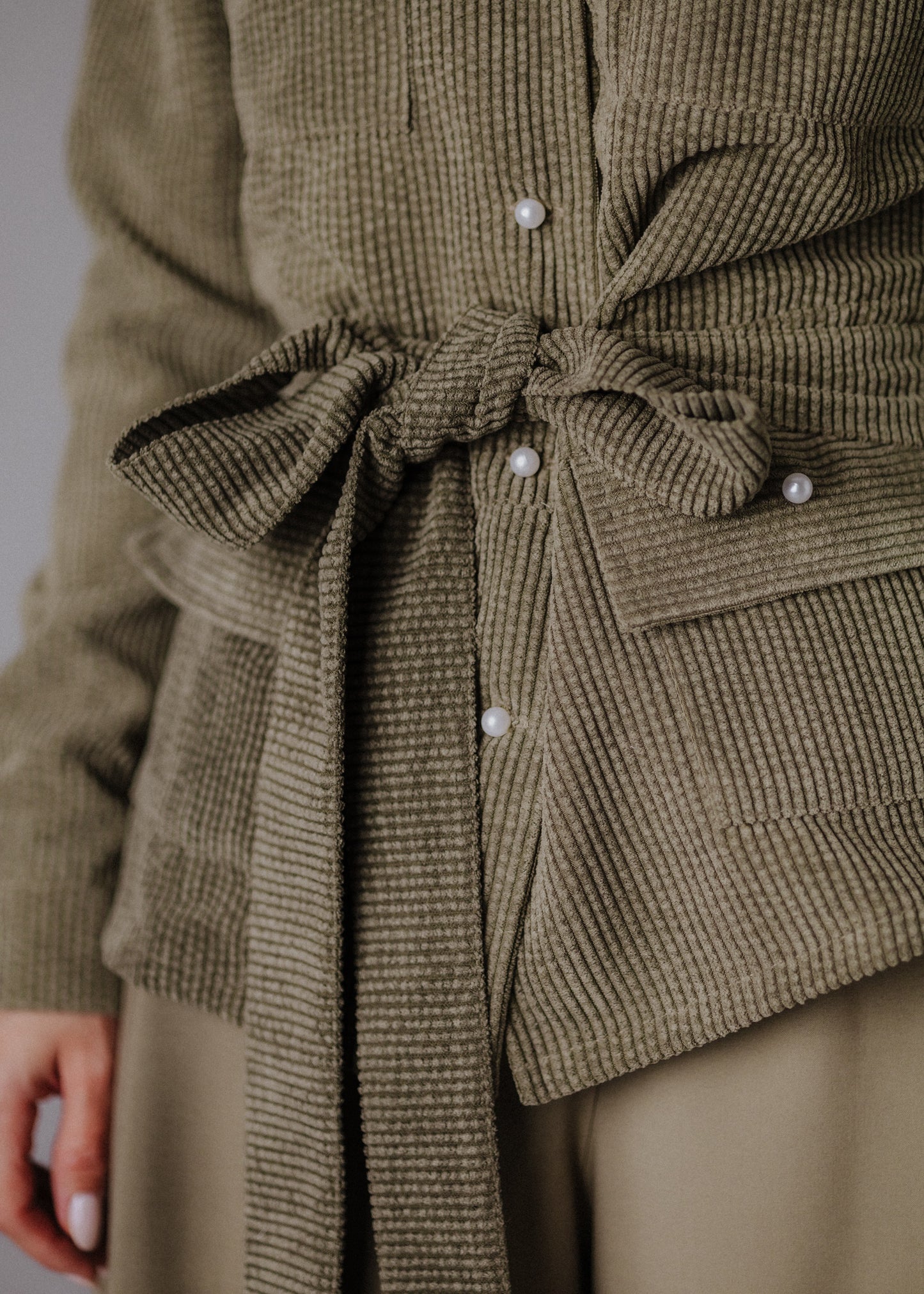 Corduroy safari shirt in khaki