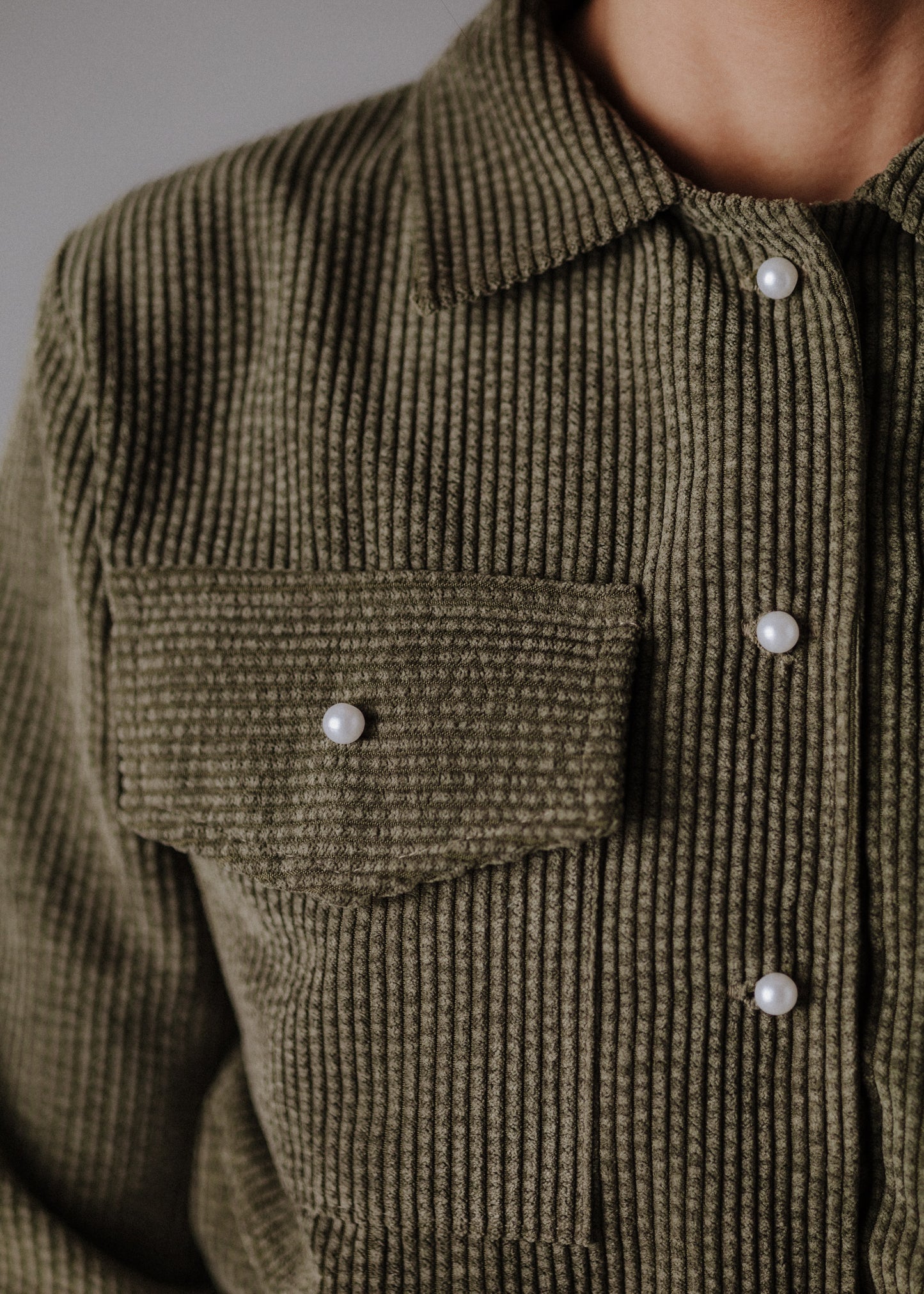 Corduroy safari shirt in khaki