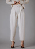 Fine fabric culottes in pastel nude color