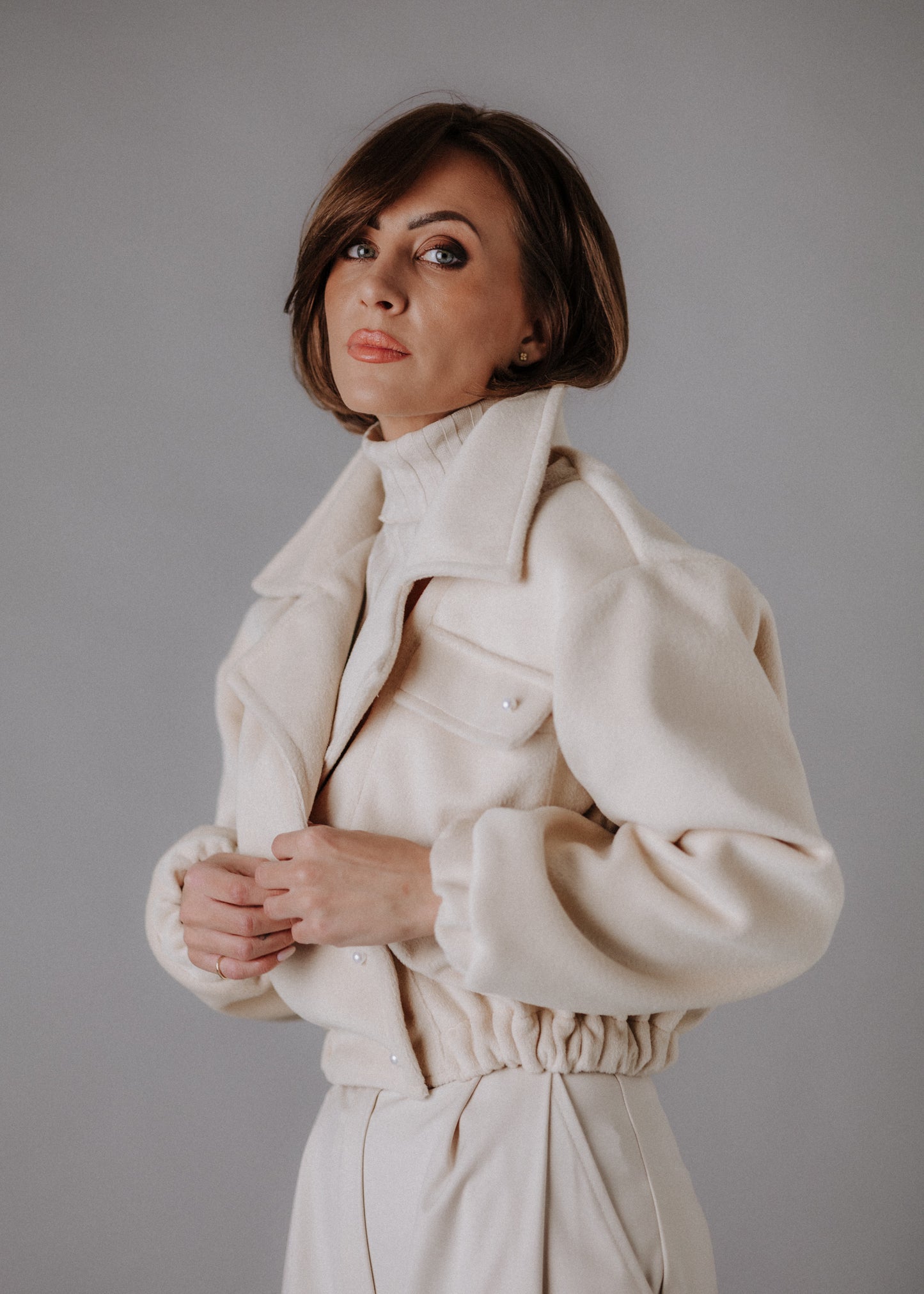 Bomber style fabric jacket