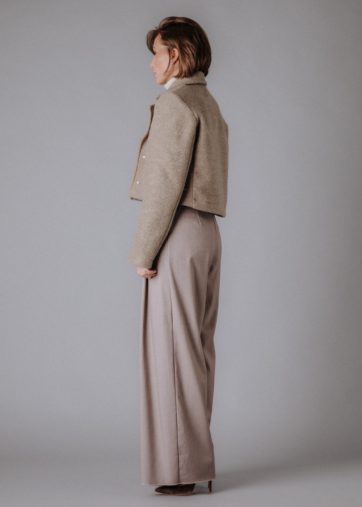 Boucle jacket in taupe color