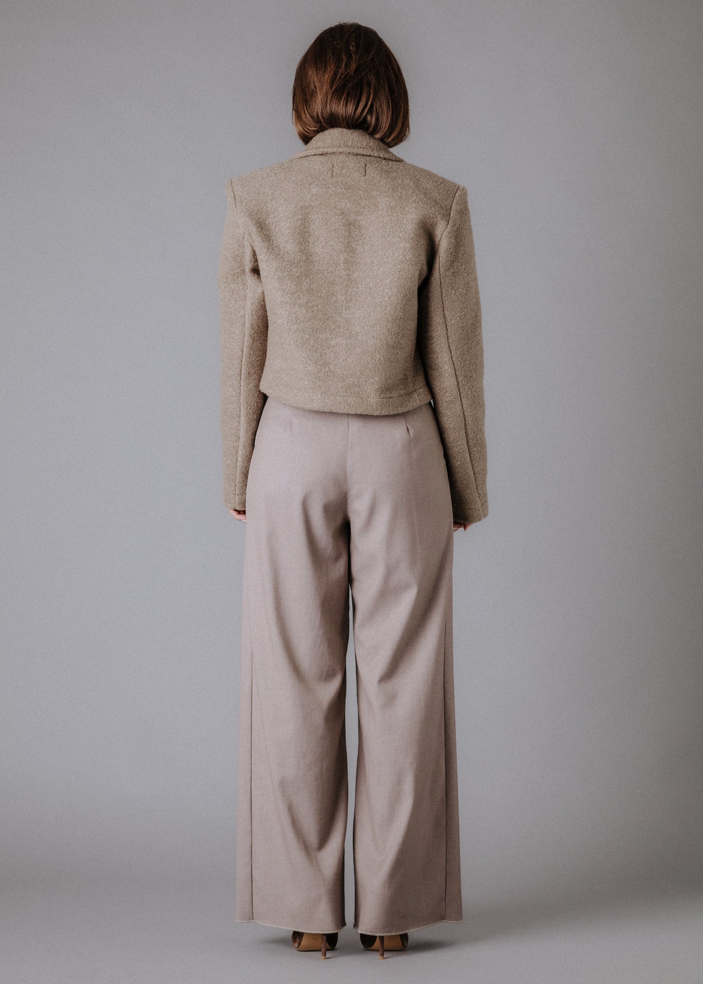 Boucle jacket in taupe color