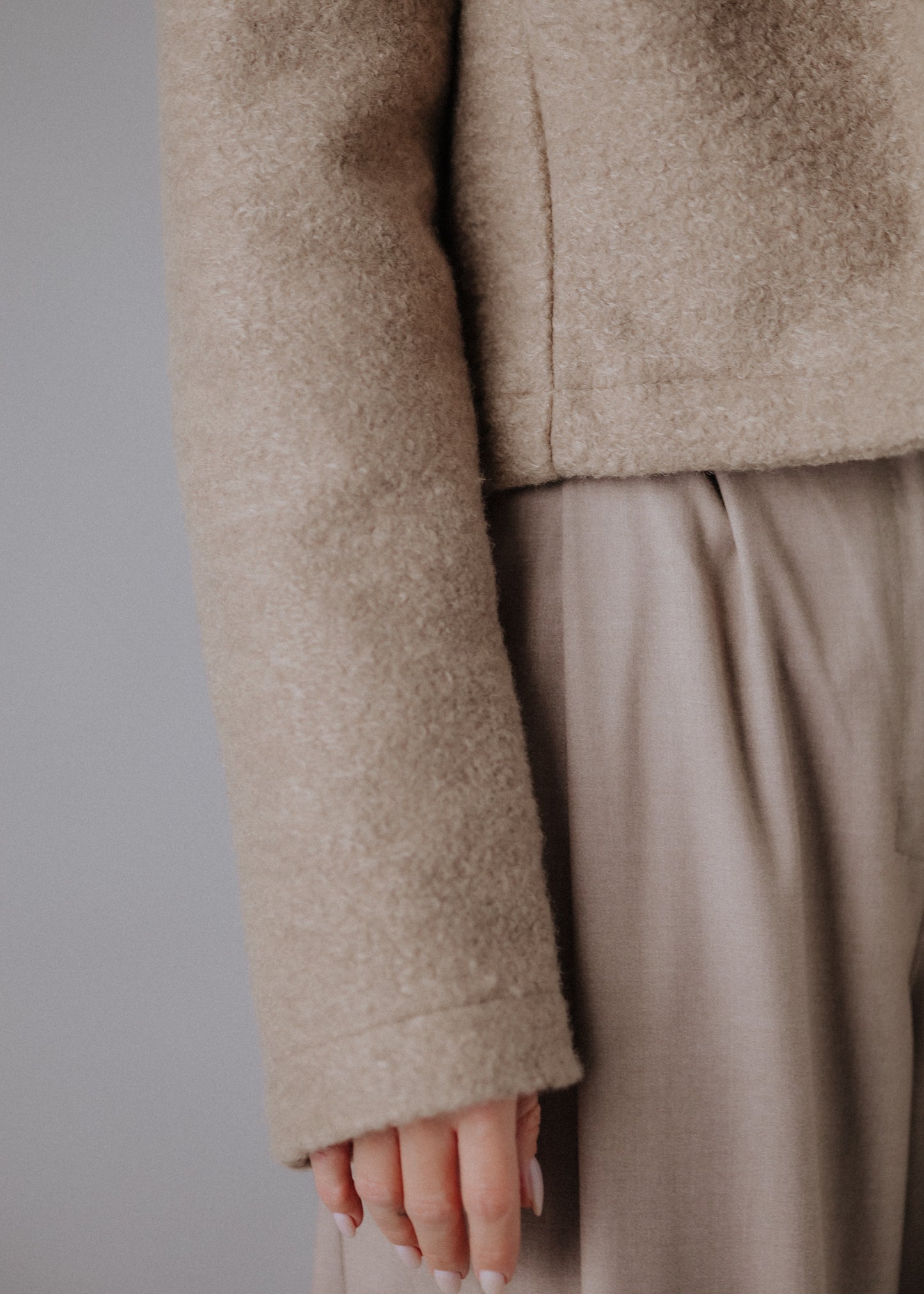 Boucle jacket in taupe color