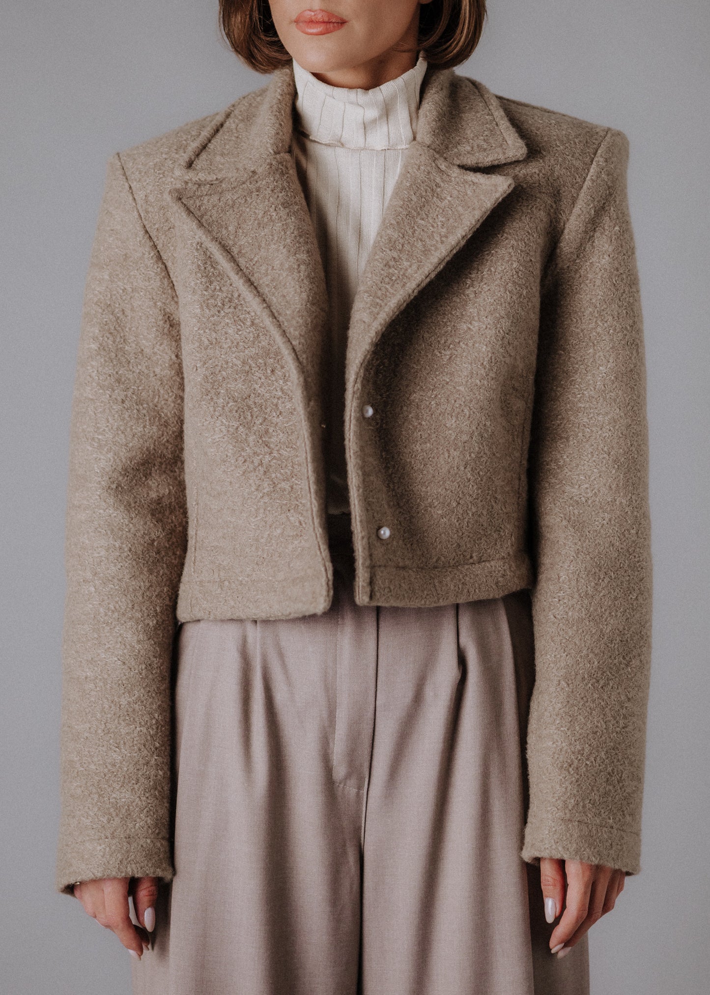 Boucle jacket in taupe color