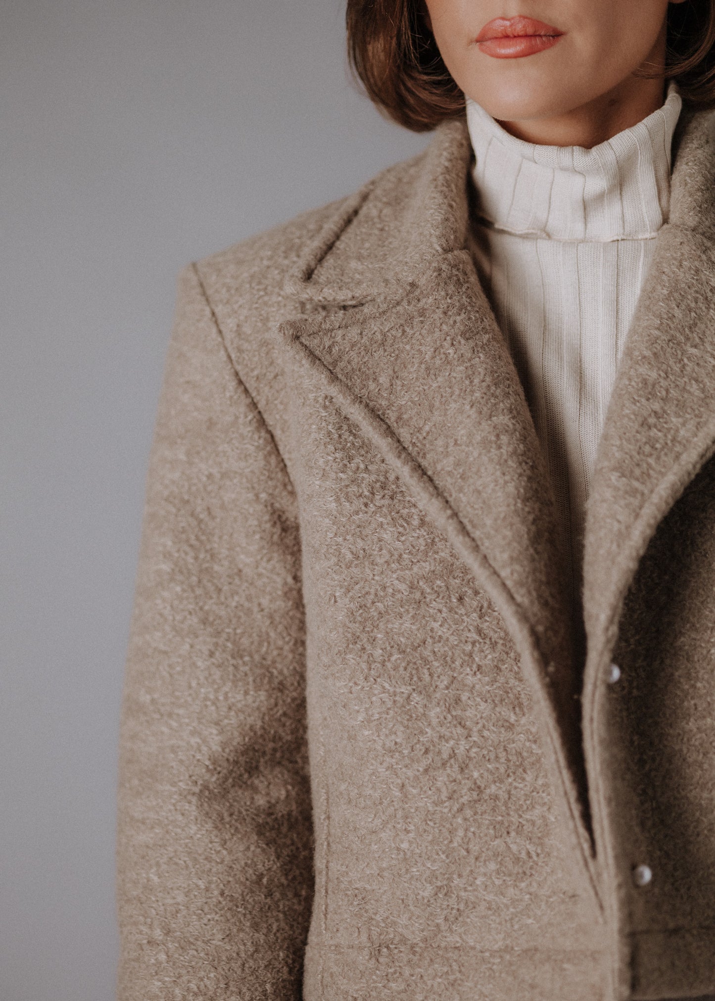 Boucle jacket in taupe color