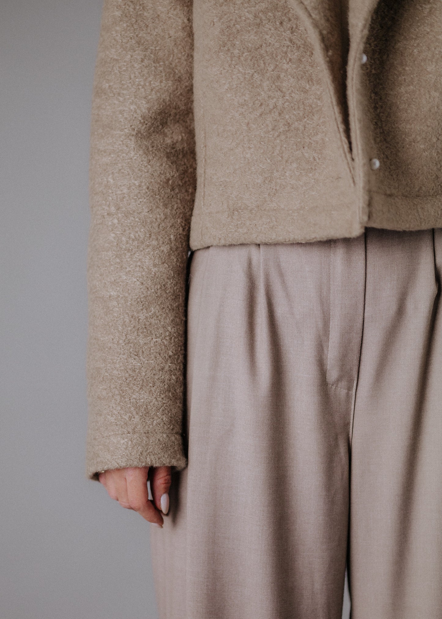 Boucle jacket in taupe color