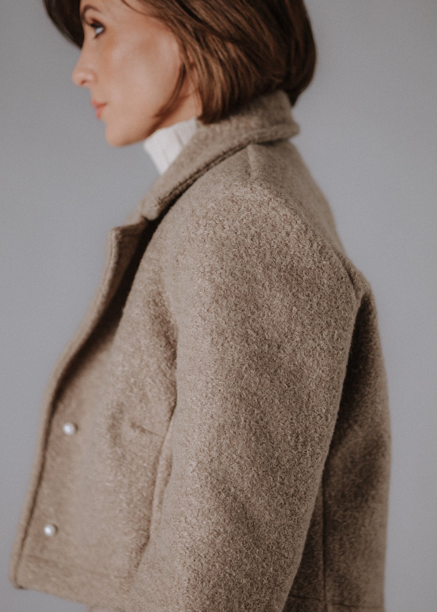 Boucle jacket in taupe color