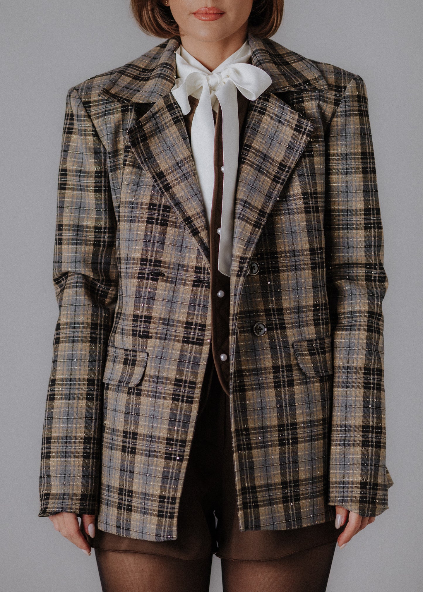 Gyapjúkeverék flitteres zakó