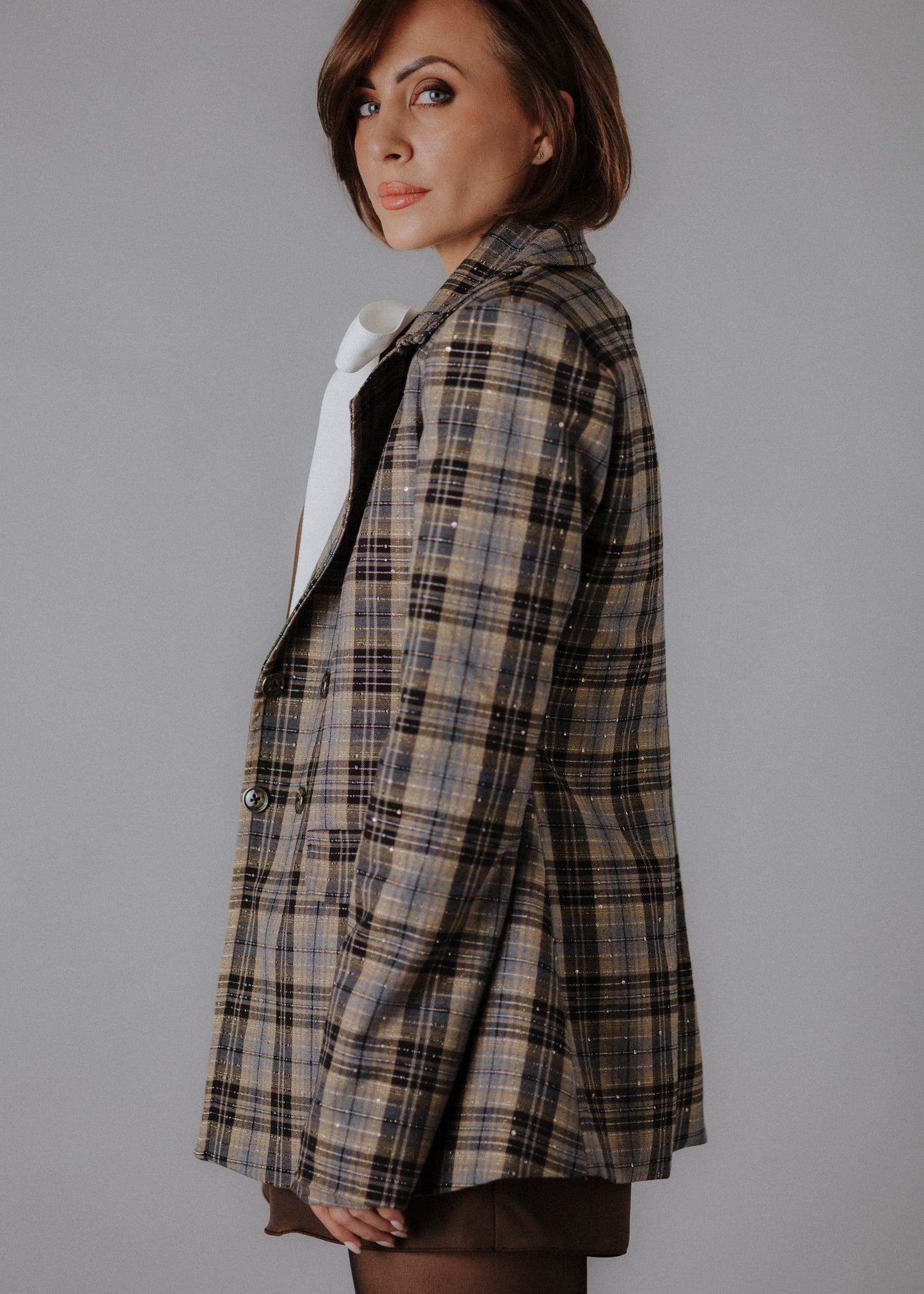 Gyapjúkeverék flitteres zakó