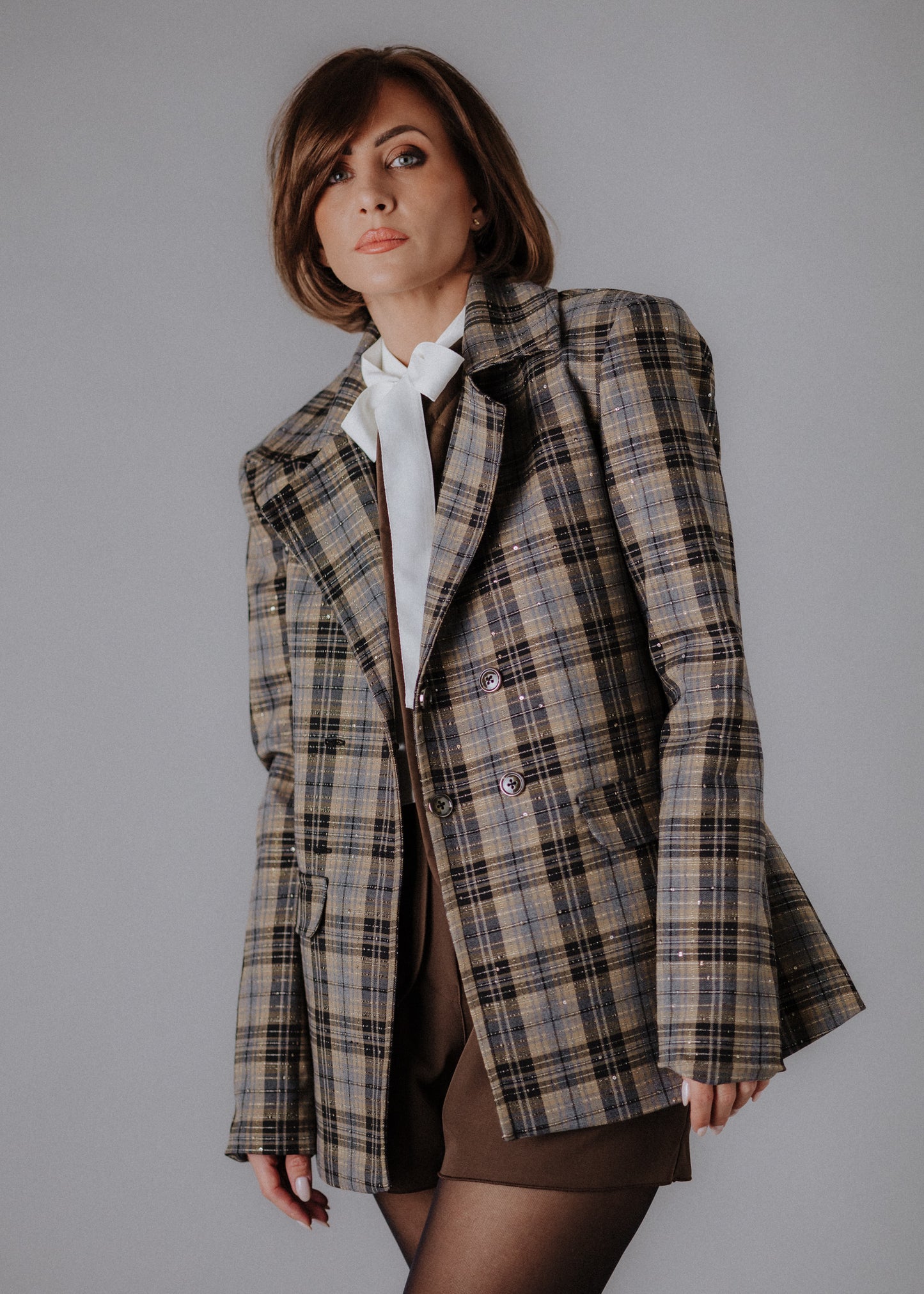 Gyapjúkeverék flitteres zakó