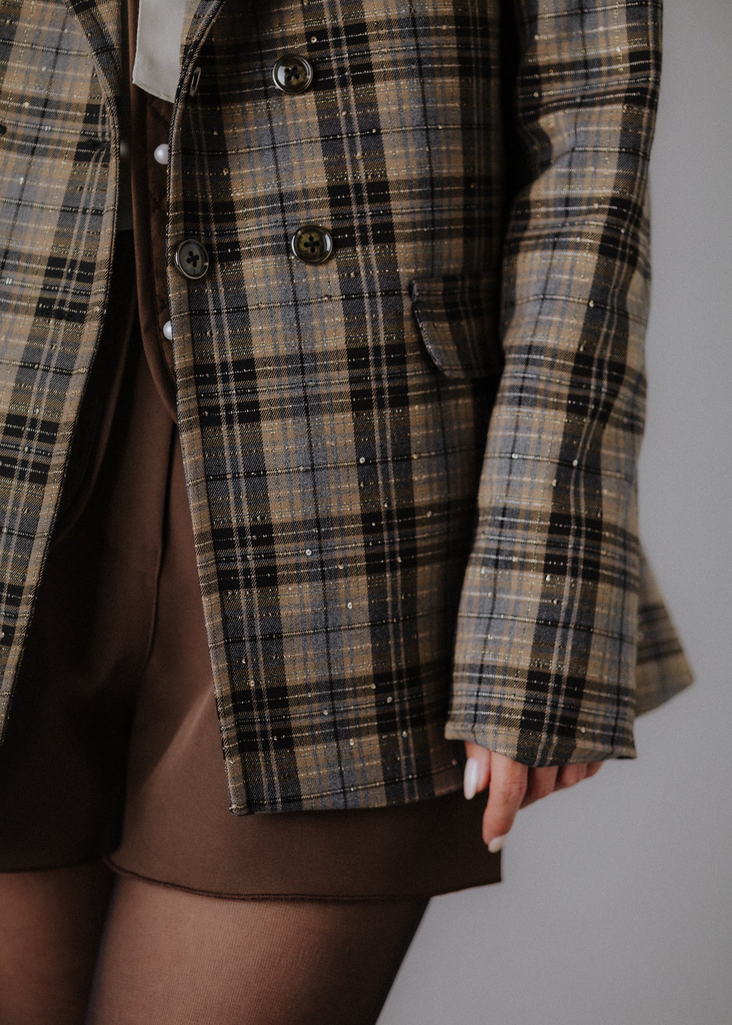 Gyapjúkeverék flitteres zakó