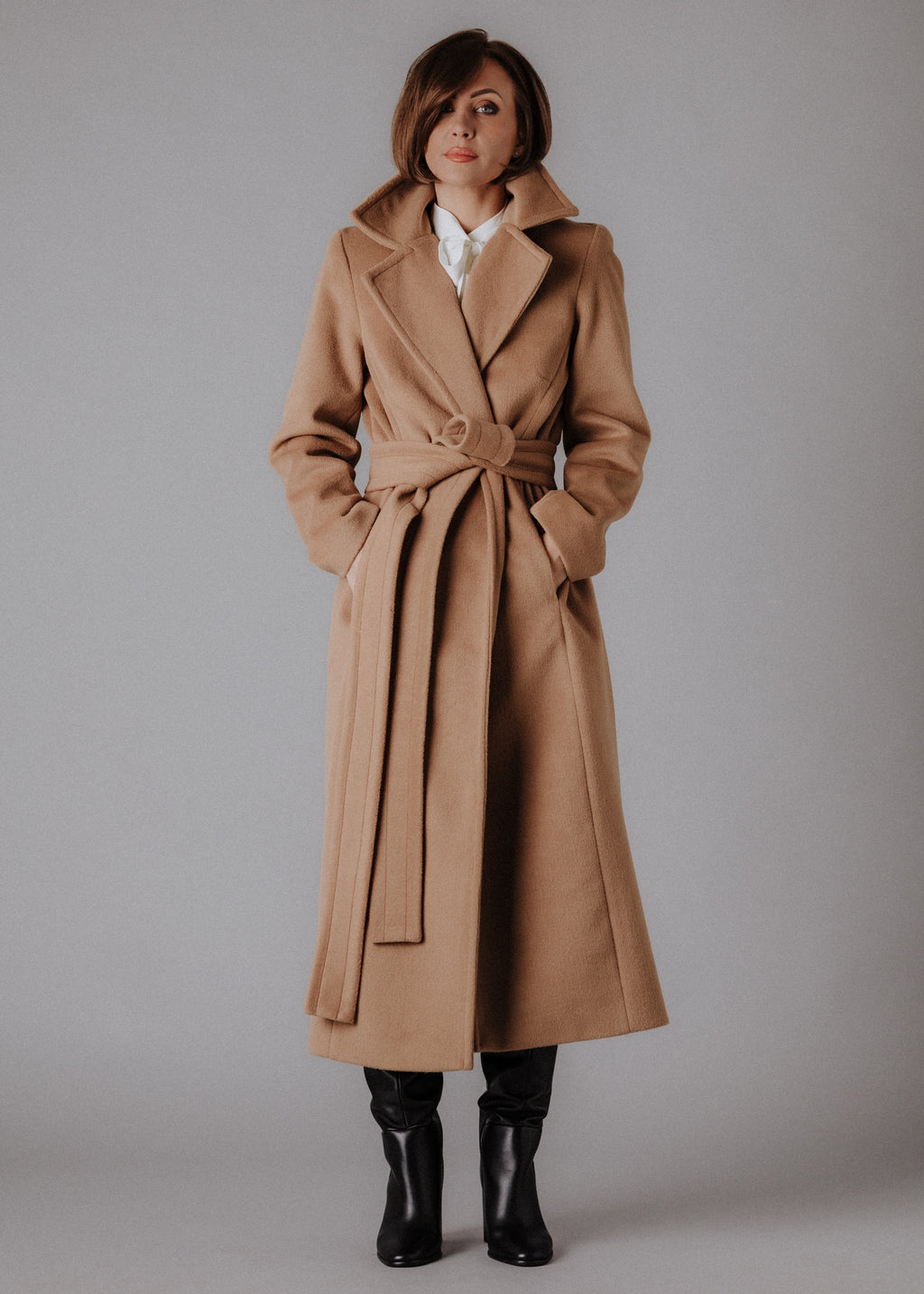 Fabric jacket in camel color