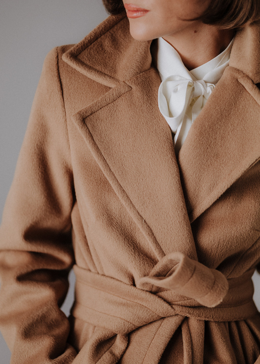 Fabric jacket in camel color