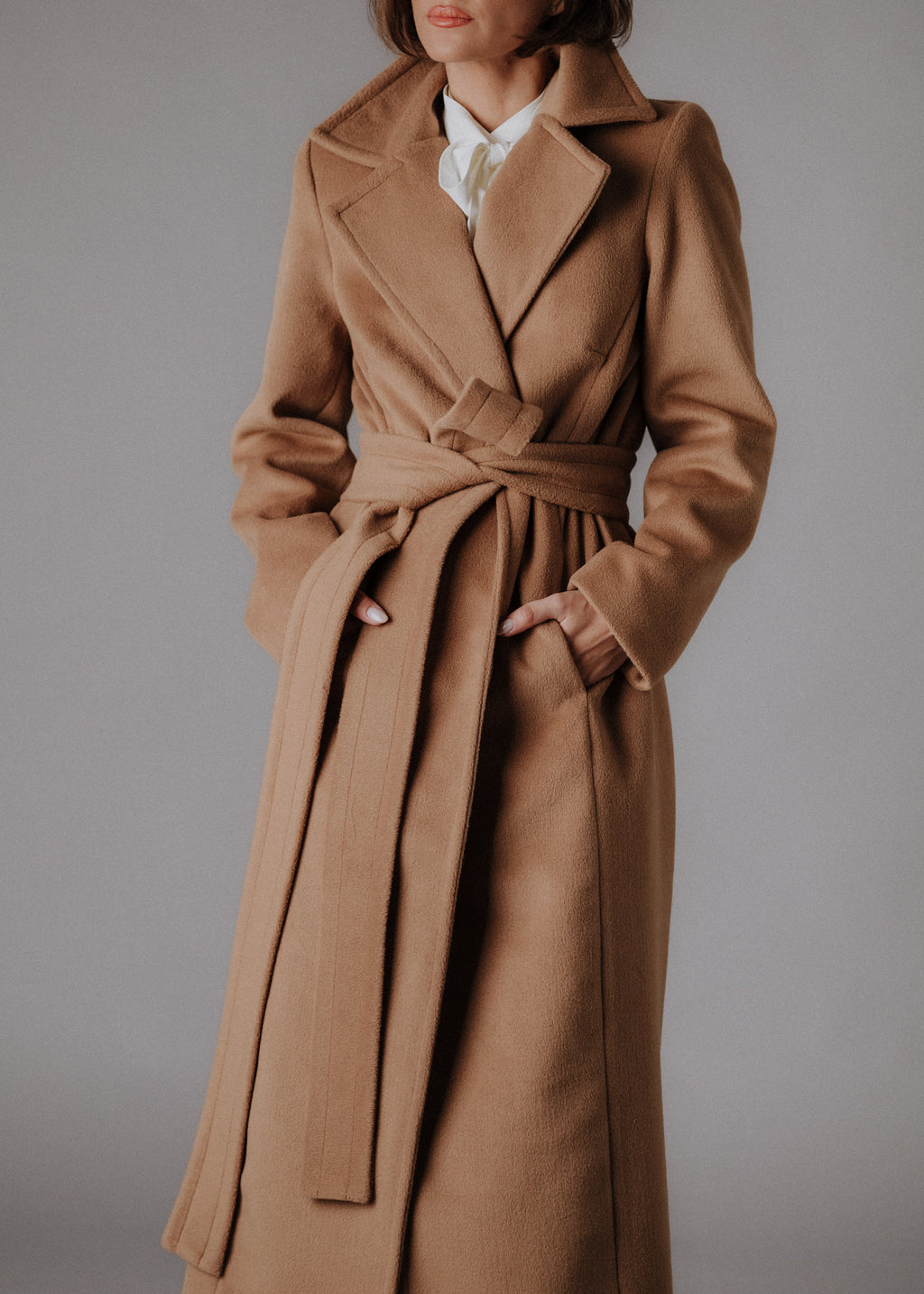 Fabric jacket in camel color