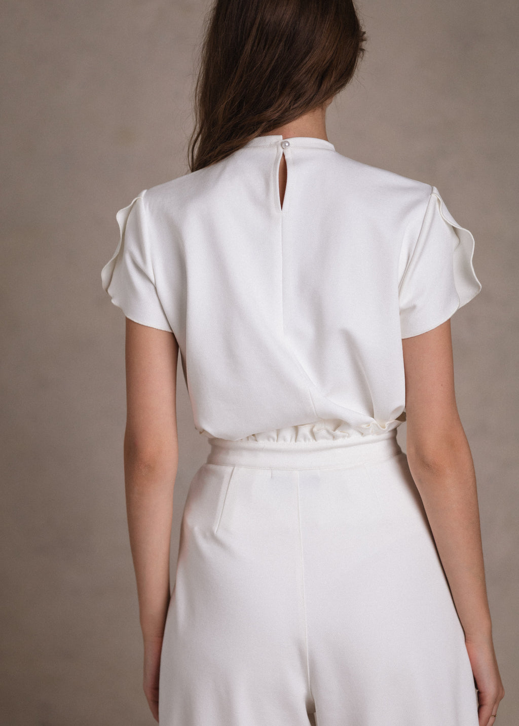 Textúrált ekrü culottes