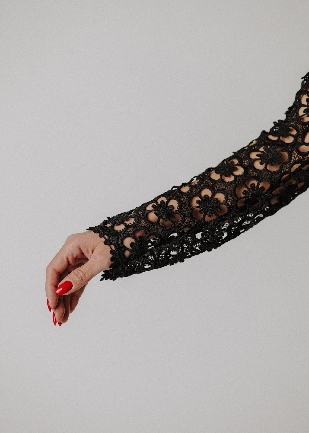 Lace dress with velvet collar